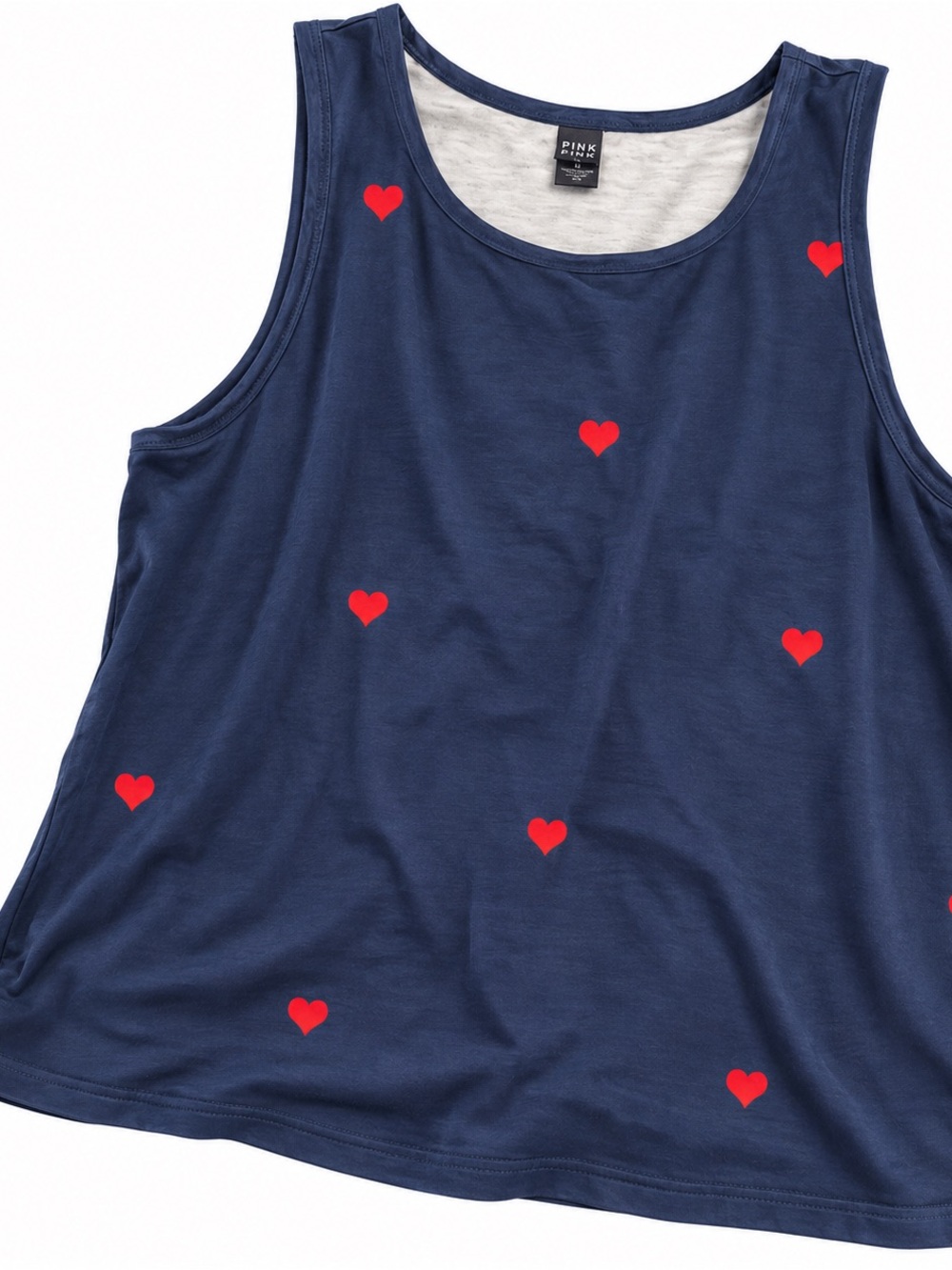 SHEIN Navy Tank Top with Red Heart Print